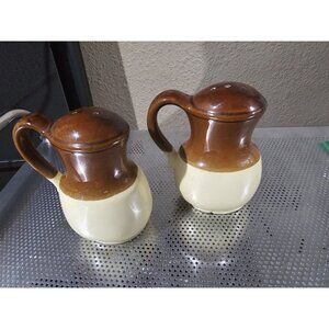 Unbranded Vintage Large Salt N Pepper Shakers Brown & Tan